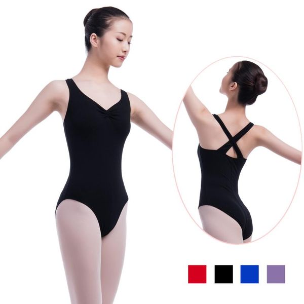 

ballet leotard black cotton lycra women dance gymnastics leotards for girls cross back lilac ballet bodysuit dance costume, Black;red