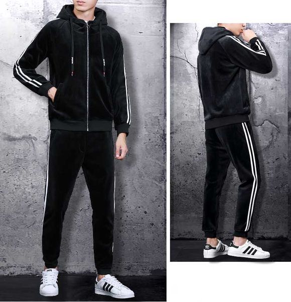 

mens sports & outdoor clothing winter fashion men hooded thick two pieces suit casual men's tracksuits plus size m-4xl