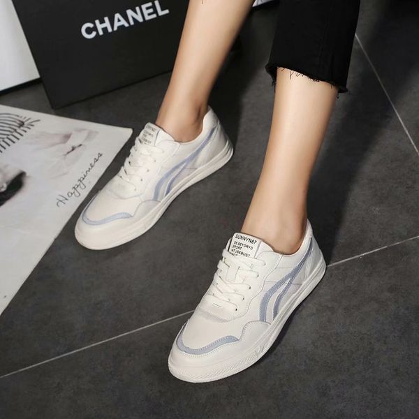 

2019 autumn new leather shoes korean version of the wild flat shoes breathable casual student sports shoe luxury small white shoes, Black