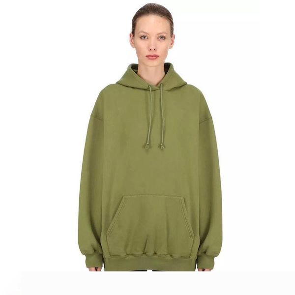 

luxury european matcha green sweater vintage street fashion big logo long sleeve comfort loose men and women couple hooded sweater hfsswy045, Black