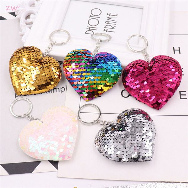 

sequins keychain shiny reflective cartoon couple keychain ms. personality accessories heart-shaped car keys pendant 3c0066, Silver