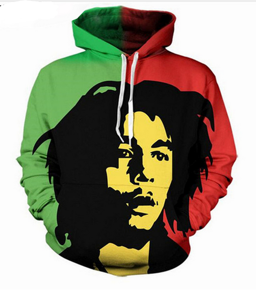 

new fashion sweatshirt men / women 3d hoodies print bob marley slim stylish hooded hoodies lms03, Black