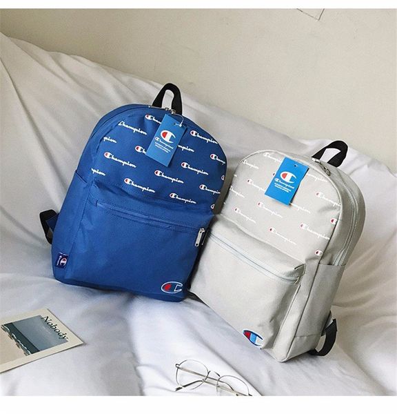 

champions letter backpack portable shoulder bags students backpacks champi school book bag outdoor travel storage bags daypack c3275