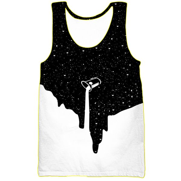 

space galaxy milk dripping 3d print women men vest, White;black