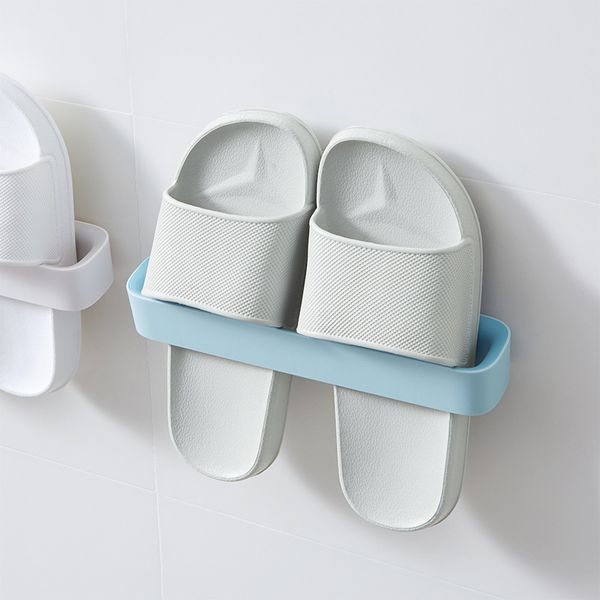 

clothing & wardrobe storage plastic wall hanging slippers shoes rack home towel hanger pure color self adhesive organizer 2pcs/lot
