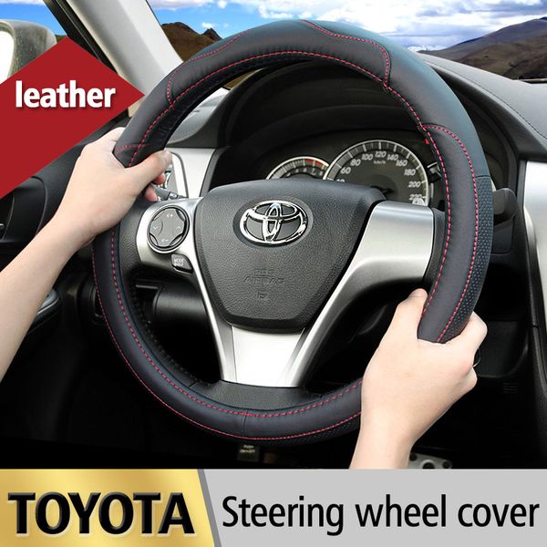 

leather car styling steering wheel cover for corolla avensis yaris rav4 hilux prius auris 2013 2014 2015 auto accessories