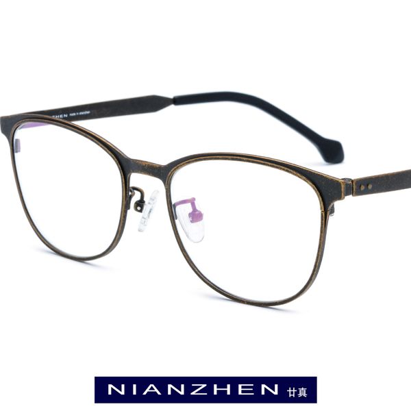 

pure titanium eyeglasses frame men retro round myopia optical frame eye glasses for women vintage circle spectacles eyewear 7706, Black
