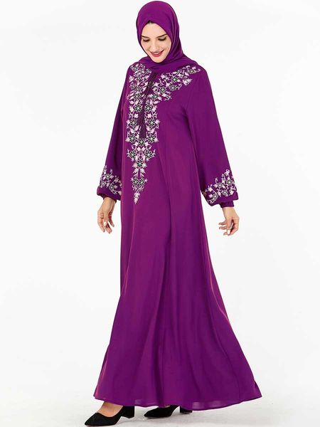 

mc209190 embroidered long (excluding headscarf) ethnic clothes muslim dress clothing muslim women clothing cotton arabia, Red