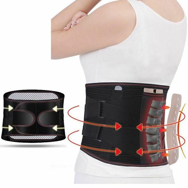 

orthopedic tourmaline self-heating magnetic steel plates waist support belt men women lumbar support back brace belt for sport, Black;brown