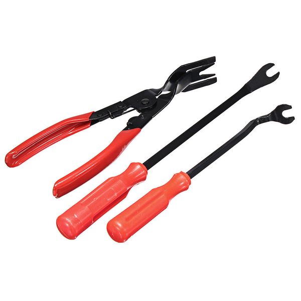 

3pcs/set clip universal screwdriver pliers repair car fastener remover trim spring design puller tool rivets red door panel