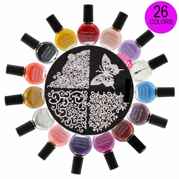 

10ml/ bottle nail polish stamping polish template nail art stamping plate lacquer for manicure art 26 colors tp01-26