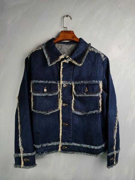 

d304 pocket frill embellishes denim jacket girly style, Black;brown