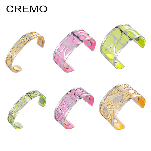 

cremo volute bracelets & bangles cuff femme summer charm vitality statemenet stainless steel bangles interchangeable pulseiras, Black