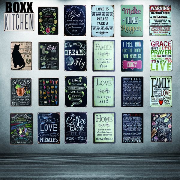 

семья олово вход налет металла старинные плакат стены искусства бар гараж дома декор металлическая пластина куадрос 30х20см