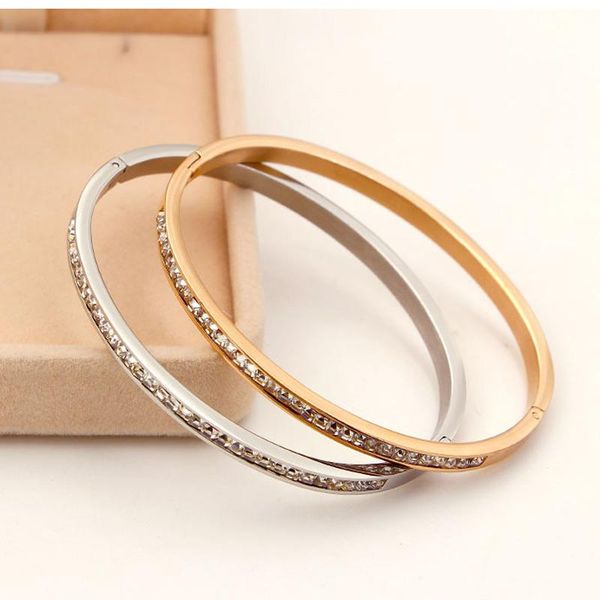 

dazzling crystal bracelet rose gold gold silver 316l stainless steel simple jewelry bracelet for women en and girls, Black