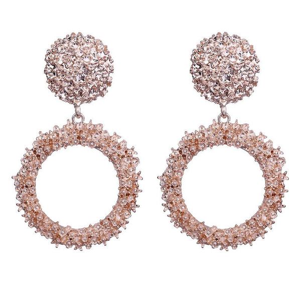 

round vintage earrings for women gold color big earrings 2019 fashion jewellery red statement earings hanging summer jewelry, Silver