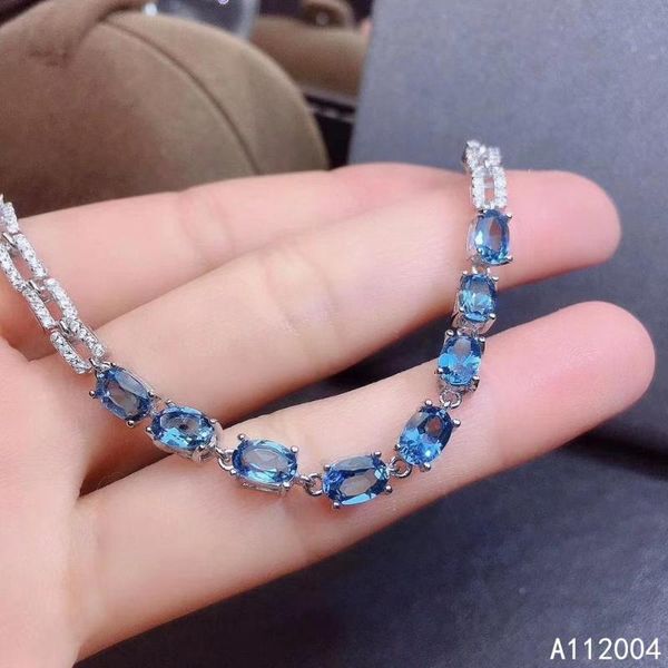 

kjjeaxcmy fine jewelry 925 sterling silver inlaid blue z women hand bracelet fashion support detection, Golden;silver