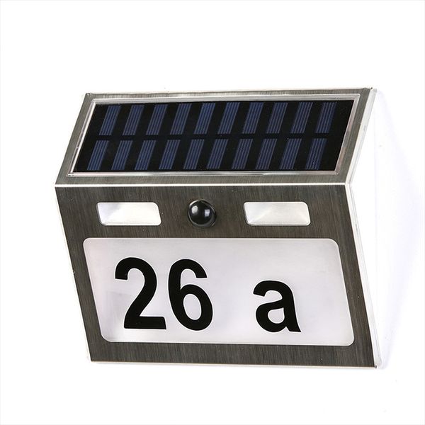 

waterproof house number solar power light sign house l door address plaque number digits light silver
