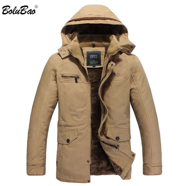 

bolubao new arrival men warm parkas winter fashion mens thicken hooded parka coats male comfortable casual parkas overcoat, Tan;black