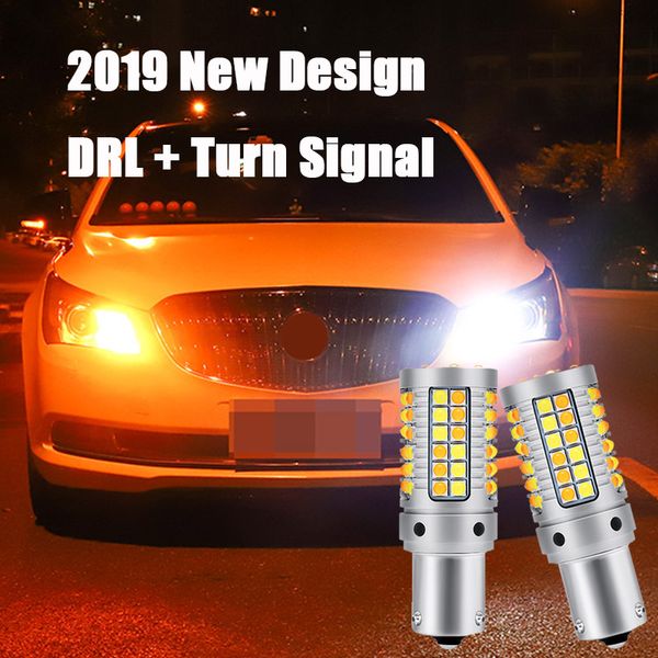 

2pcs drl led daytime running light car turn signal light lamp white yellow lamp py21w bau15s 1156 for captiva sonic