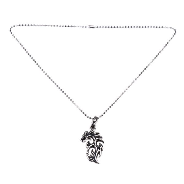 

fashion mens stainless steel silver flame dragon pendant keepsake necklace jewelry