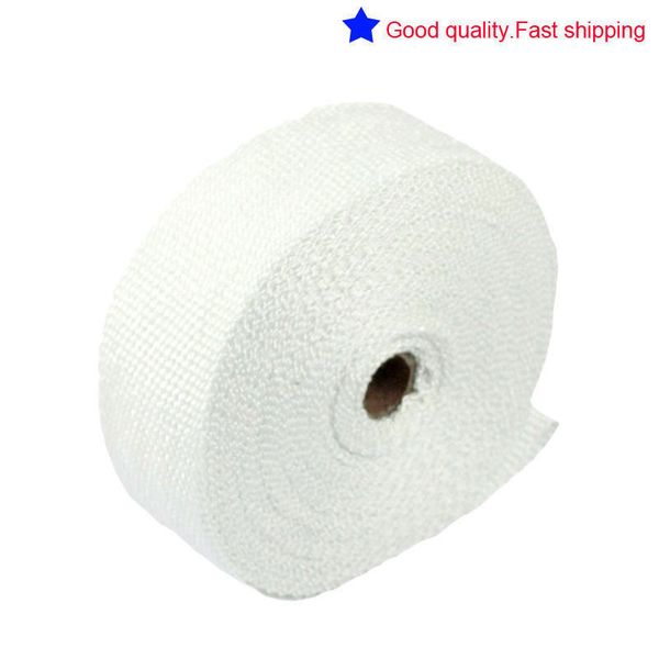 

exhaust pipe header wrap tape+4 ties kit fiberglass heat car motorcycle white 2