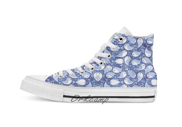 

swimming seals custom casual high lace-up canvas shoes sneakers drop shipping