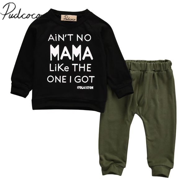

pudcoco 2pcs baby boy long sleeve t-shirt black +pants green outfits toddler autumn clothes set 0-3y ss, White