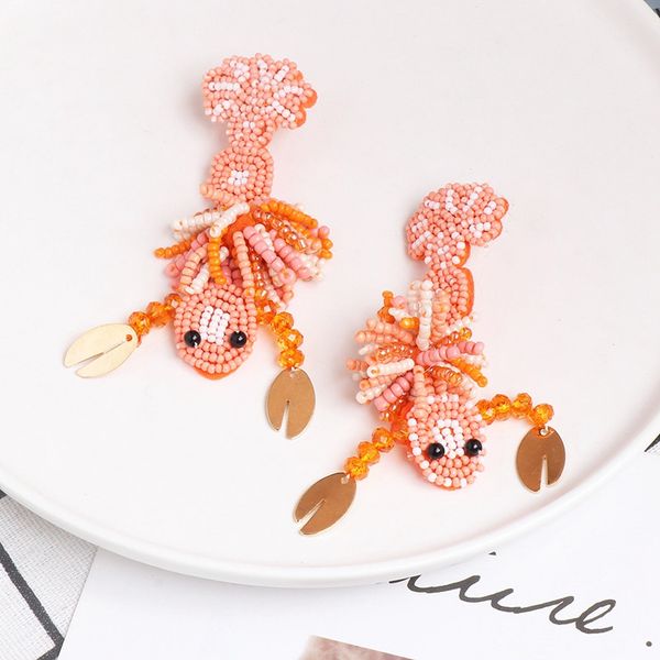 

уникальный ручной lobster серьги преувеличены дикое животное серьги, Silver