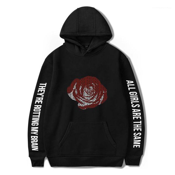 

hooded pullover sweatshirt mens casual loose hoodies juice wrld hip hop hoodies fashion designer letter printed, Black