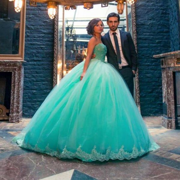 

Sweet 16 Dresses New 2019 Ball Gown Quinceanera Dresses Lace Up Long Crystal Beaded Masquerade Quinceanera Party Dresses