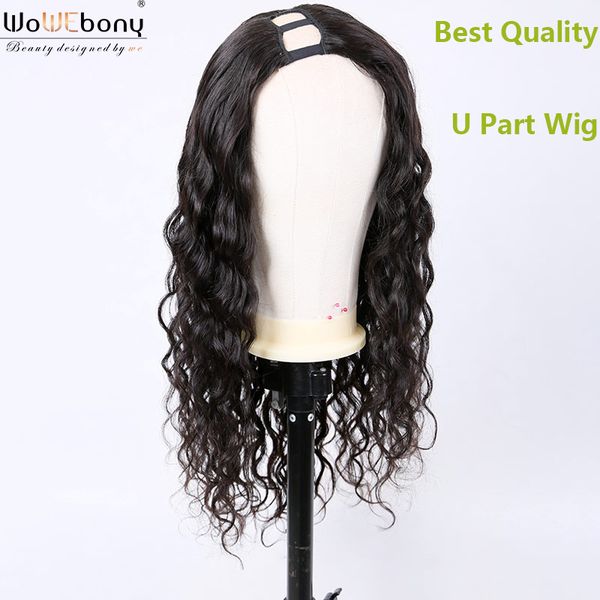 

u part wig body wave human hair wigs right part brazilian remy hair 150 180 density full end for women wowebony, Black;brown