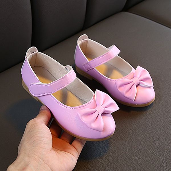 

children princess leather shoes girls spring autumn casual flats shoe 4 color children sweet bowknot dancing shoe dressing shoes, Black