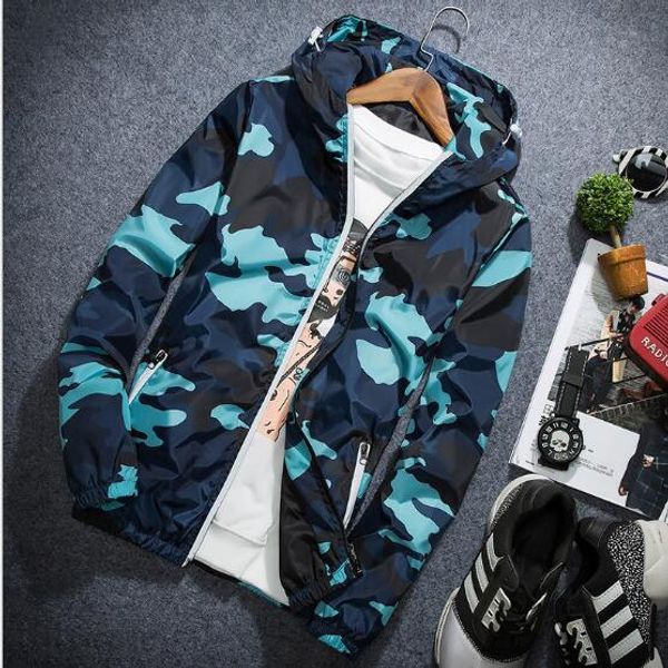 

men camouflage hooded jacket reflective zipper jacket coat windbreaker waterproof field military jackets lovers casual coat nsg0902, Black;brown