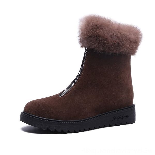 

winter new casual rabbit fur warm flats women fashion lady snow boots shoes women mujer tyh78 boots, Black