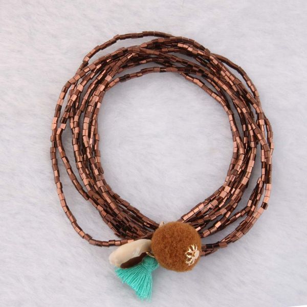 

zouchunfu мода богемная женщина браслет высокое качество стеклянные бусины кристалл бисером браслет девушка подарок кисточкой, Black