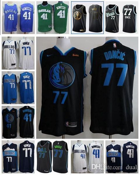 

mens dallas mavericks luka 77 doncic 6 kristaps porzingis 41 dirk nowitzki 5 jason kidd nba city basketball edition jerseys, Black