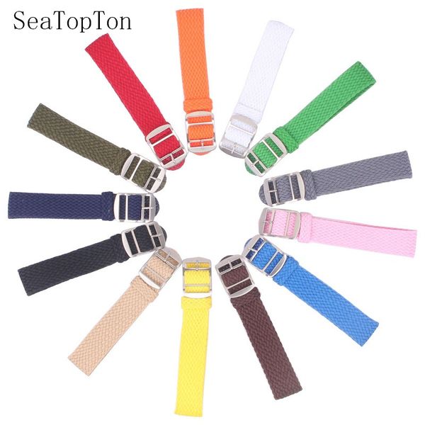 

14mm 16mm 18mm 20mm 22mm solid color perlon woven nylon watchbands bracelet fabric woven watch strap band buckle belt black blue, Black;brown