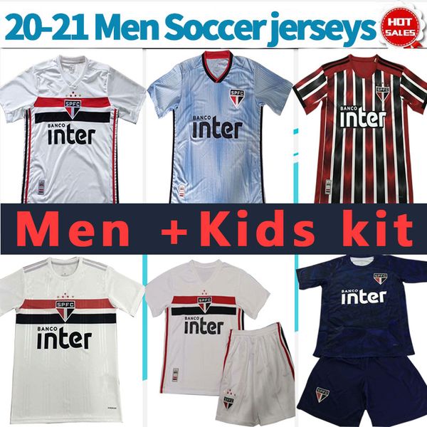 

20 21 sao paulo futebol clube soccer jerseys home white 2020 men soccer shirts away third sao paulo kids kit football uniforms sales, Black;yellow