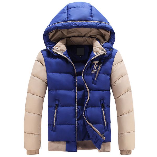 

winter jacket men hat detachable cotton-padded brand fashion outwear men coats jackets slim warm parka clothing, Black