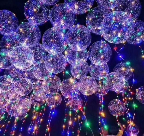 

50pcs no wrinkle clear bobo balloon with 3m led strip wire luminous led balloons wedding decoration birthday party toy st588