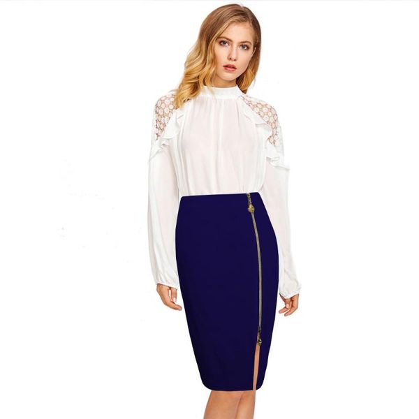 

formal skirts womens spring summer skirt suits for work bussiness office lady midi pencil skirt with zipper high wasit plus size, Black