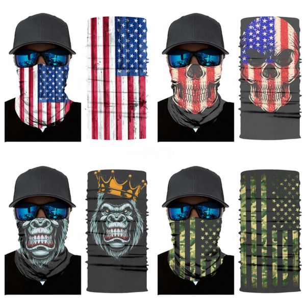 

ice silk sunscreen skull scarf breathable soft neck gaiter with filter magic turban multi-functional riding hiking headskull scarf#660, Blue;black