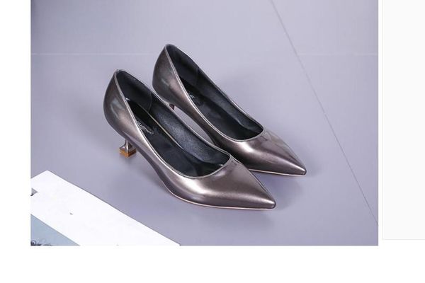 

women's shoes in spring and autumn middle fine heel pointed end @aduop327, Black