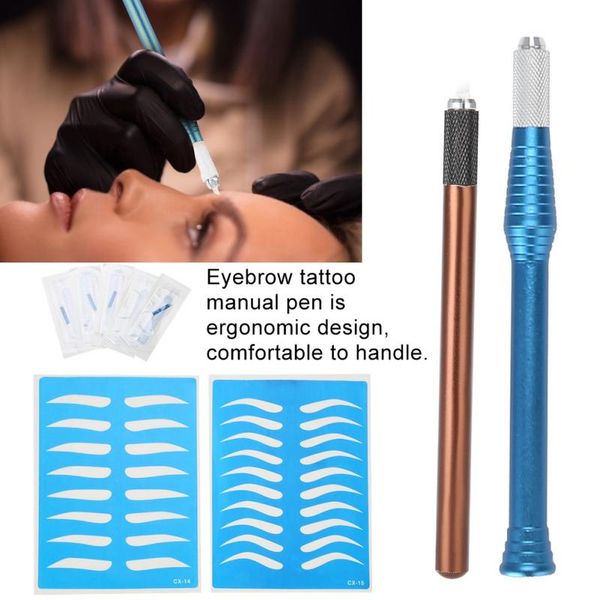 

semi-permanent eyebrow microblading tattoo pen makeup tool needle blade set kit manual tattoo pens needles practical set