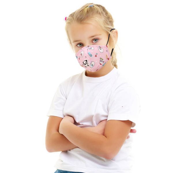 

kids cartoon print non woven masks with breath valve pm2.5 activated carbon filter mask anti dust washable reusable mouth mask