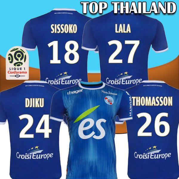 

19 20 Soccer Jersey RC STRASBOURG Maillot de Foot ALSACE Football jerseys 2019 2020 STRASBOURG DJIKU THOMASSON LALA MOTHIBA SISSOKO
