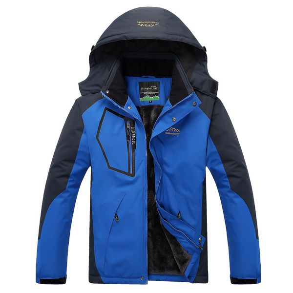 

2018 men's winter inner fleece waterproof jacket outdoor sport warm brand coat hiking camping trekking skiing male rain jackets, Blue;black