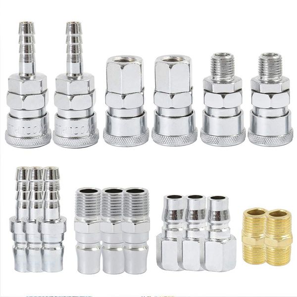 

dsha 18pc air line hose fittings 1/4 inch bsp compressor air thread hose connector fittings male female connector quick releas