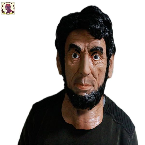 

2019 лучших продажи новоназначенного качество дизайн делюкс реалистичного платье партии взрослый latex rubber halloween lincoln man mask